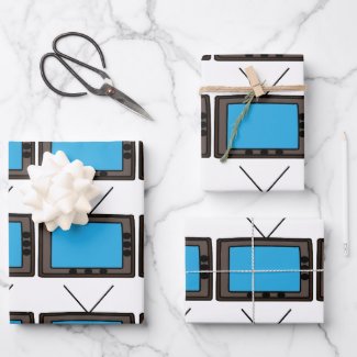 Retro Vintage Old Television Wrapping Paper Sheets