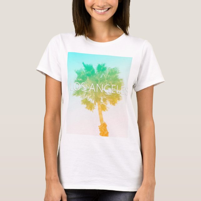 Retro Vintage Ombre Los Angeles Palm Tree Shirt (Front)