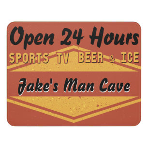 Retro Vintage Open 24 Hours Man Cave Sign
