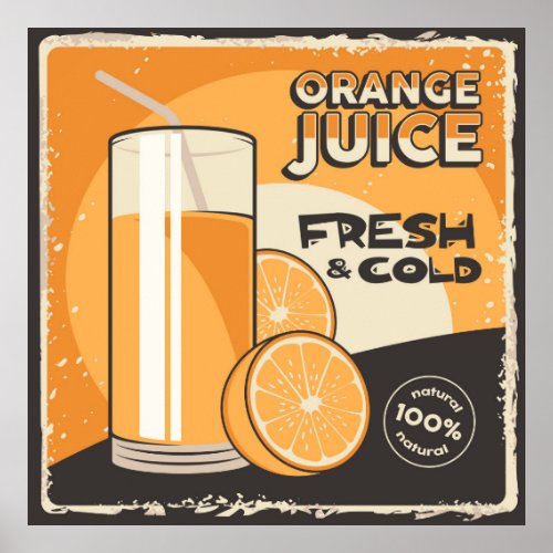 retro vintage orange juice business Poster