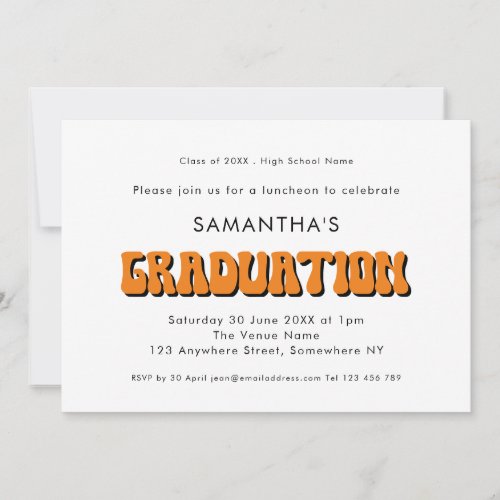 Retro Vintage Orange Photo Graduation Party Invitation