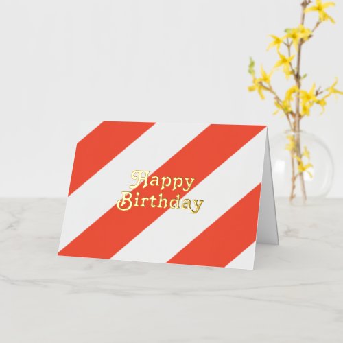 Retro Vintage Orange Stripes Happy Birthday Foil Greeting Card