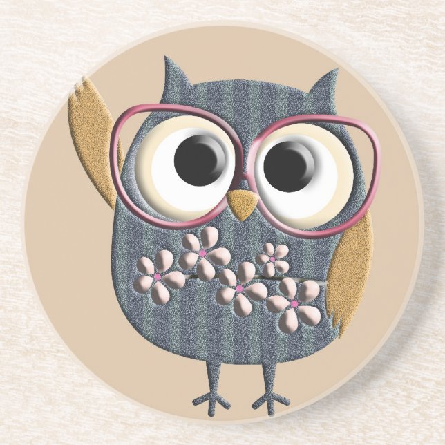 Retro Vintage Owl Coaster (Front)