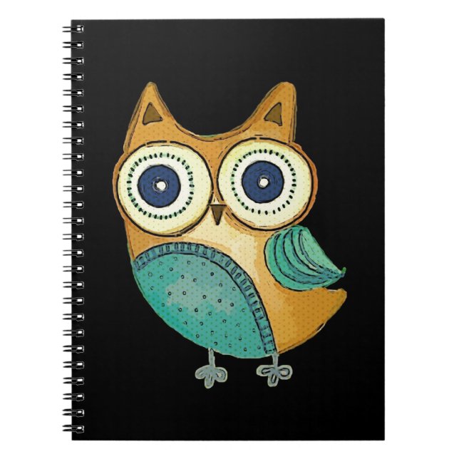 Retro Vintage Owl Notebook (Front)