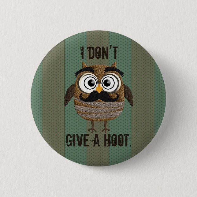 Retro Vintage Owl Pinback Button (Front)