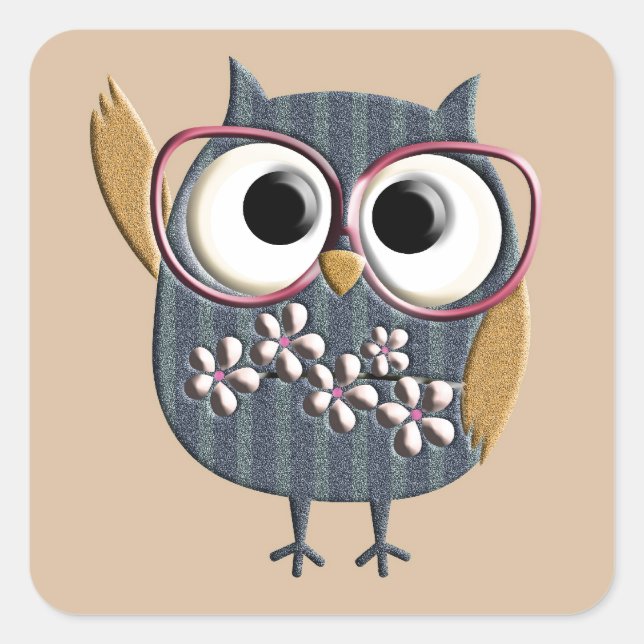 Retro Vintage Owl Square Sticker (Front)