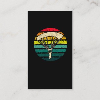 Retro Vintage Paraglider Skydiver Parachute Sports Business Card by Designer_Store_Ger at Zazzle