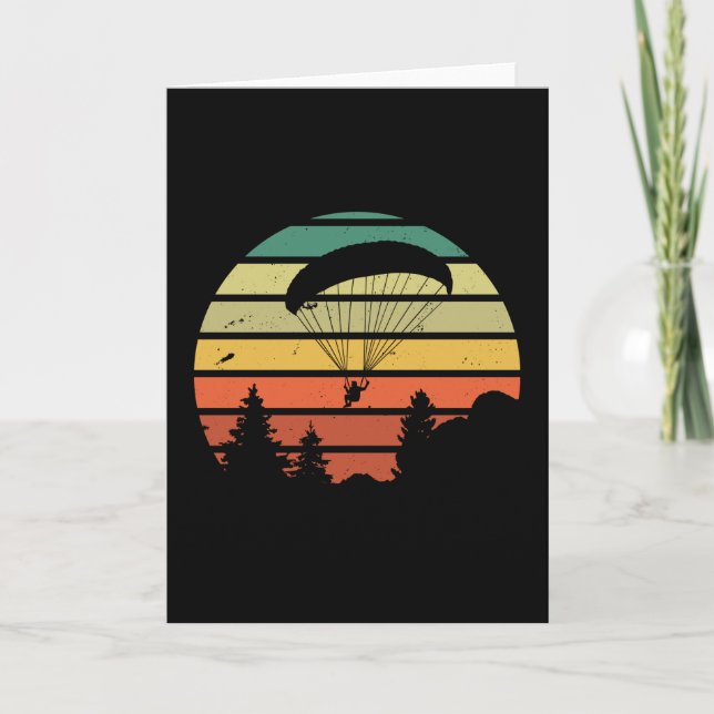 Retro Vintage Paragliding Sunset Gift Card (Front)