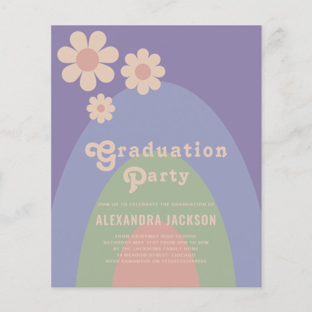 Retro Vintage Pastel Graduation Party Budget Flyer (Front)