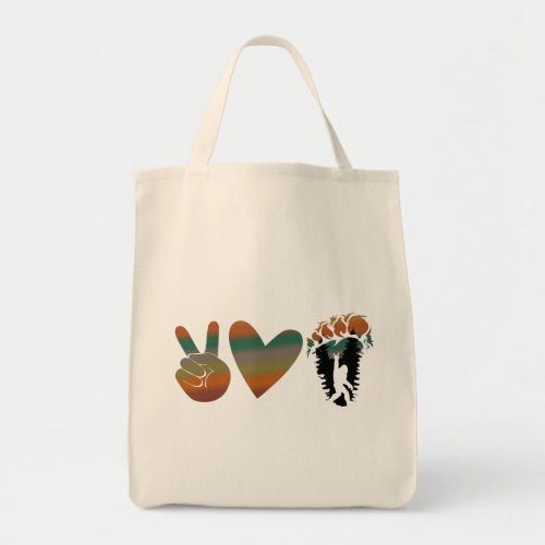 Retro Vintage Peace Love Bigfoot Tote Bag