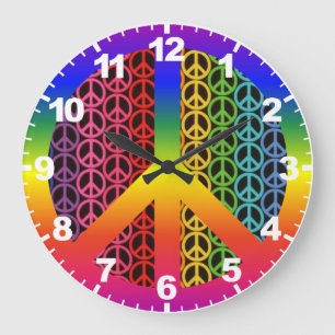 Retro Vintage Peace Sign Clock with Numbers