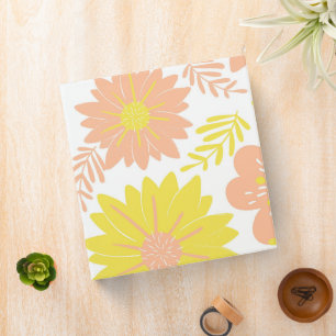 Retro Vintage Peach Fuzz Mustard Flower Pattern 3 Ring Binder