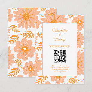 Retro Vintage Peach Fuzz Orange Flower Pattern Enclosure Card