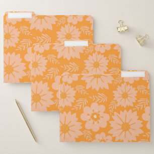 Retro Vintage Peach Fuzz Orange Flower Pattern File Folder