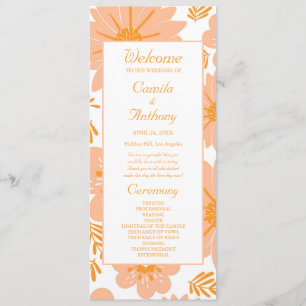 Retro Vintage Peach Fuzz Orange Flower Pattern Program