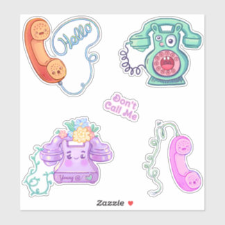 Retro Vintage Phones Sticker Pack