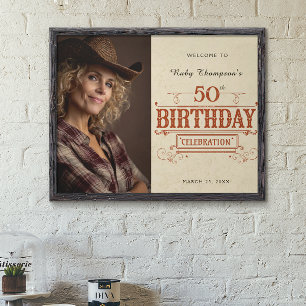Retro Vintage Photo 50th Birthday Welcome Poster