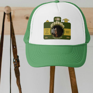Retro Vintage Photo Camera Artwork Graduate Green Trucker Hat