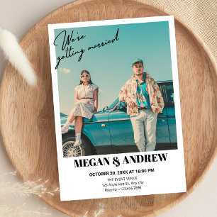 Retro vintage photo wedding invitation