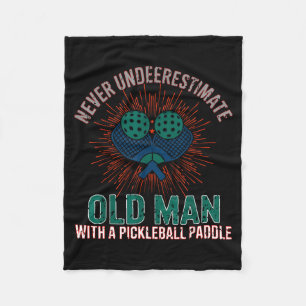 Retro vintage pickleball retirement dad funny fleece blanket