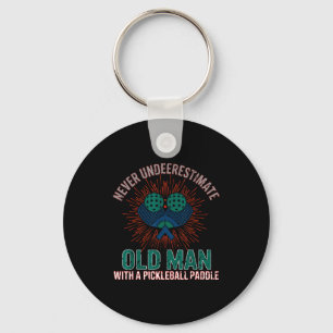 Retro vintage pickleball retirement dad funny keychain