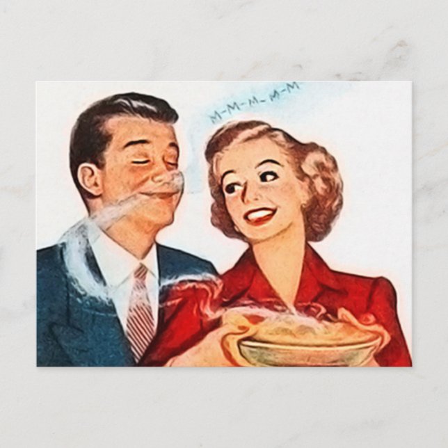 retro vintage pie baking lady postcard (Front)