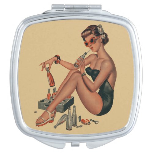 Retro Vintage pin up girl  Compact Mirror
