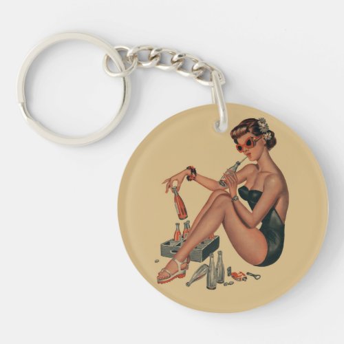 Retro Vintage pin up girl   Keychain