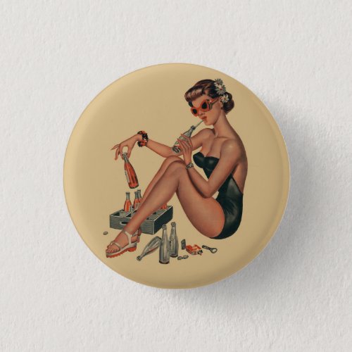 Retro Vintage pin up girl  Pinback Button