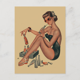 Poolside Pin Up Postcard