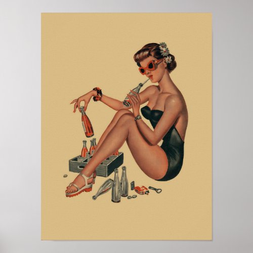 Retro Vintage Pin Up Girl Poster