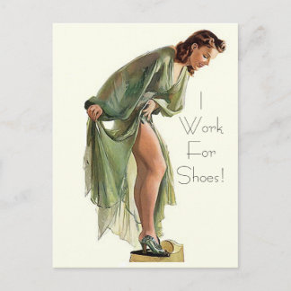 Retro Vintage Pin-up shoes I work for Postcard