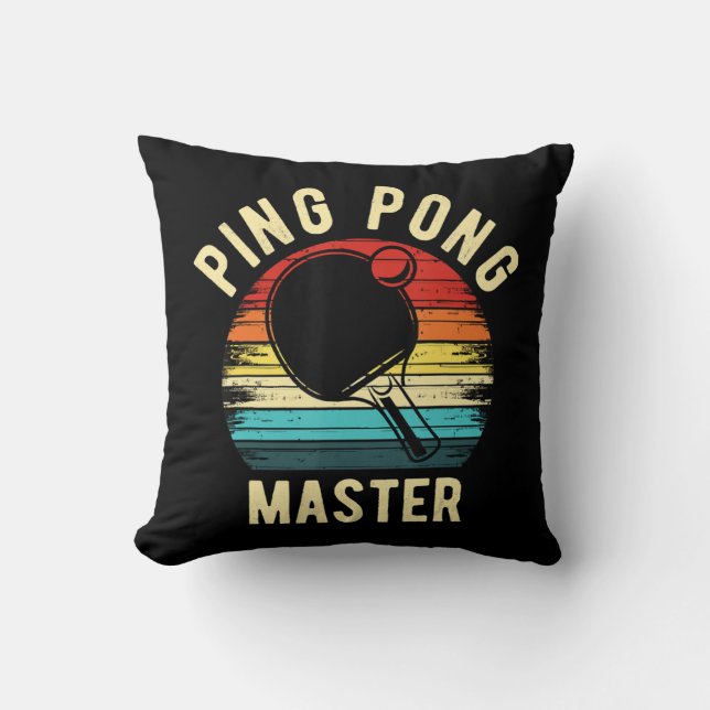 Retro Vintage PingPong  Throw Pillow (Front)