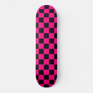 Retro Vintage Pink and Black Checker Skateboard