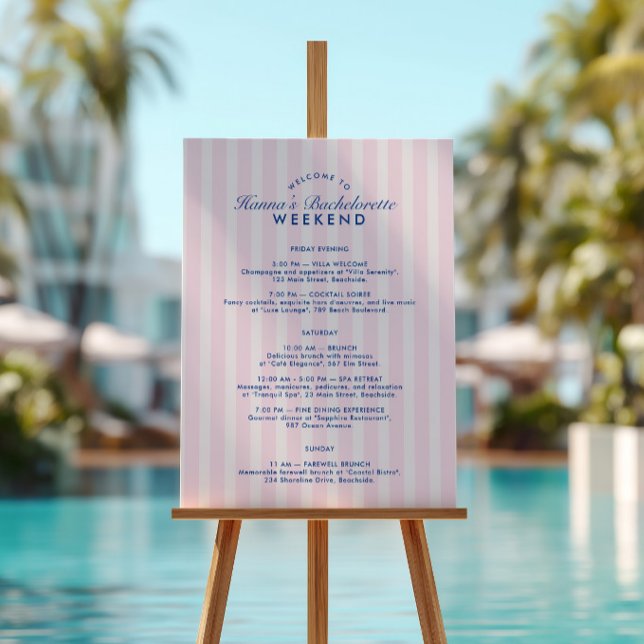 Retro Vintage Pink Bachelorette Weekend Itinerary Foam Board (Retro Vintage Pink Bachelorette Weekend Itinerary Foam Board)