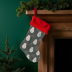 Retro Vintage Pink Christmas Santa Claus Monogram Stocking