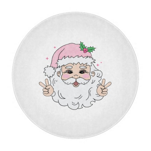 Retro Vintage Pink Christmas Santa   Cutting Board