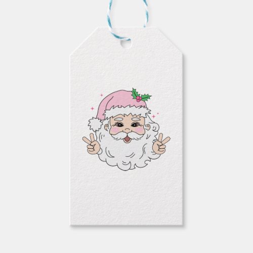 Retro Vintage Pink Christmas Santa  Gift Tags