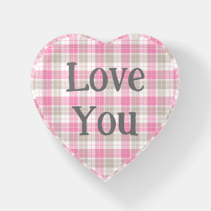 Retro Vintage Pink Love You Heart Paperweight