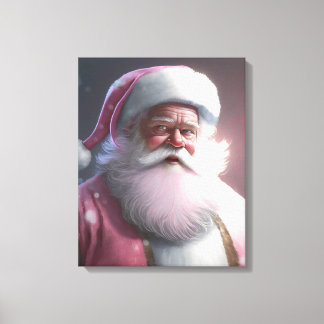 Retro Vintage Pink Santa Claus  Canvas Print