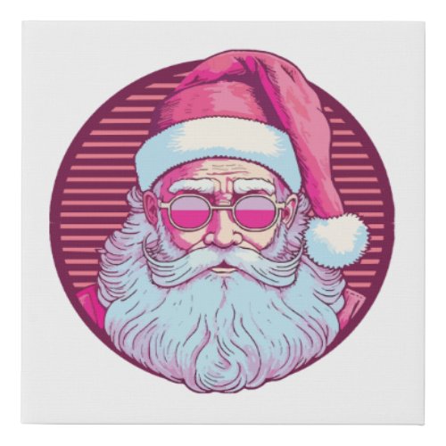 Retro vintage pink santa claus  faux canvas print