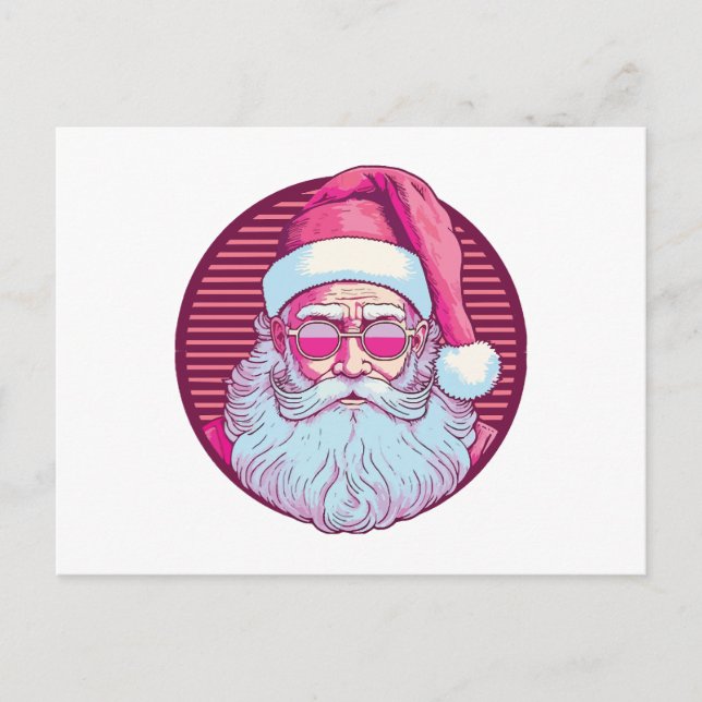 Retro vintage pink santa claus  postcard (Front)