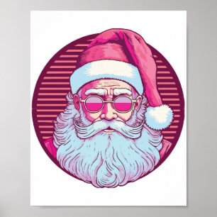 Retro vintage pink santa claus poster