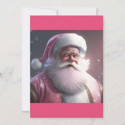 Retro Vintage Pink Santa Claus T_Shirt Holiday Card
