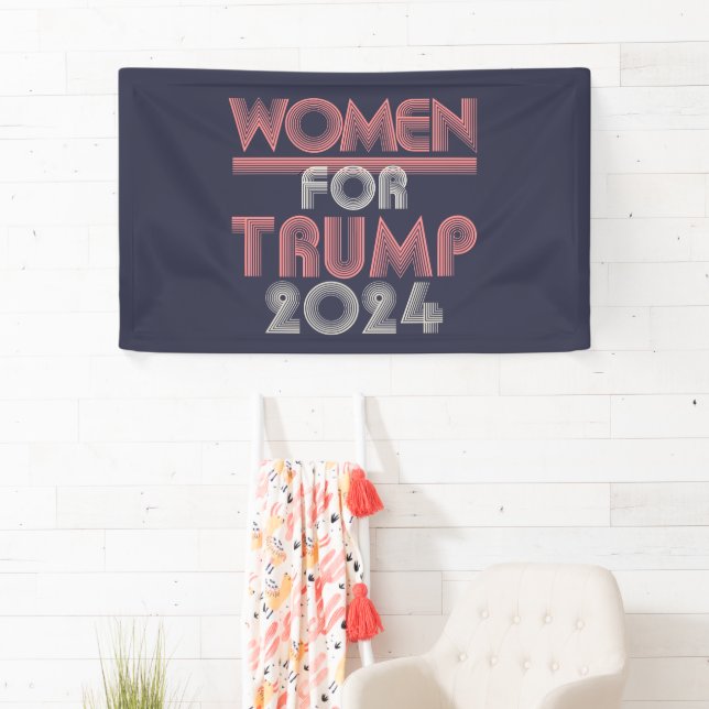 Retro Vintage Pink Women for Trump 2024 Banner (Insitu)