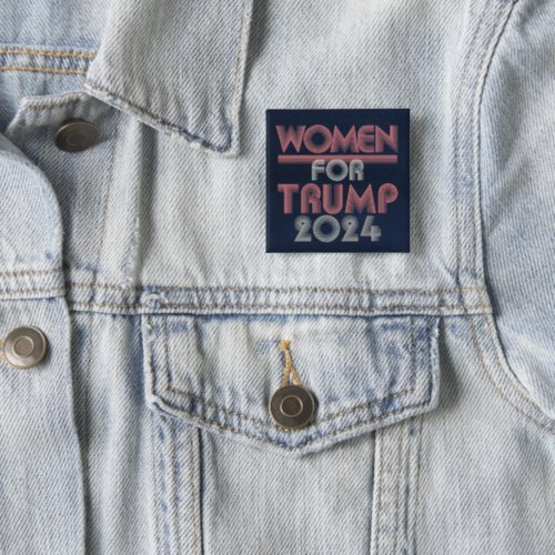 Retro Vintage Pink Women for Trump 2024 Button