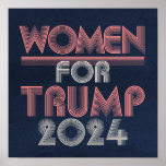 Retro Vintage Pink Women for Trump 2024 Poster