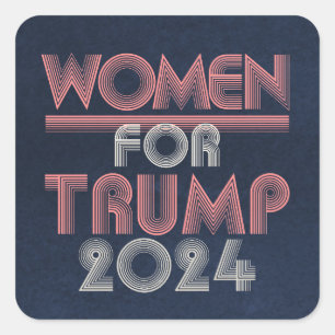 Retro Vintage Pink Women for Trump 2024 Square Sticker