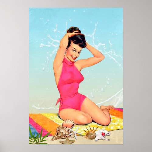 Retro Vintage Pinup Girl Poster