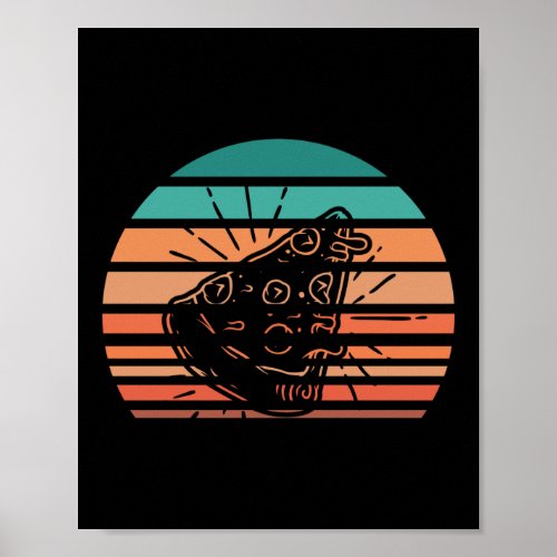 Retro Vintage Pizza Sunset Poster